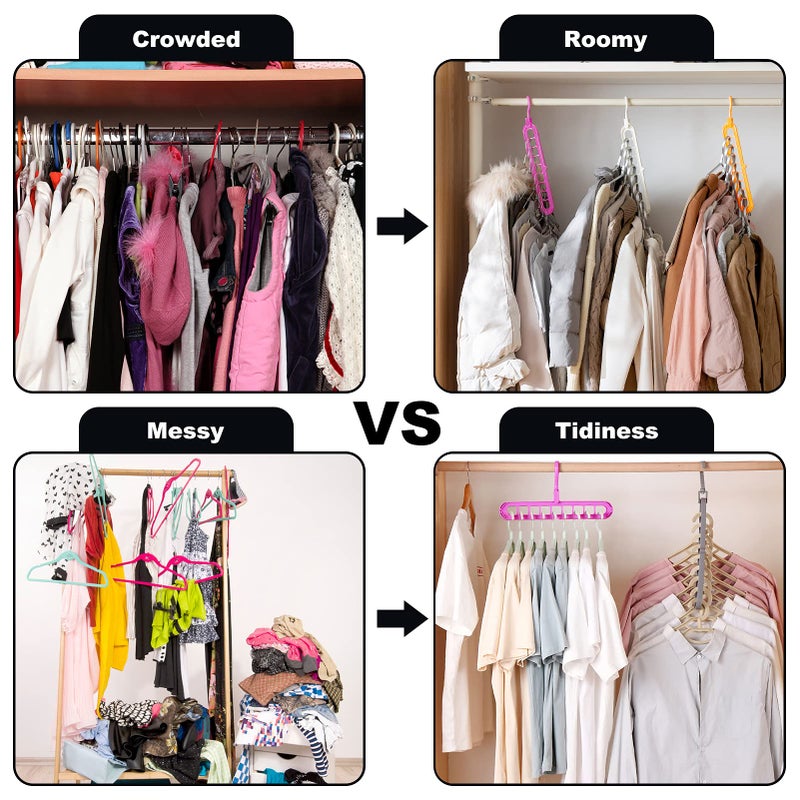 HEYHOUSE Closet Organizers and Storage,College Dorm Room Essentials, Multifunctional Organizer Magic Space Saving Hangers with 9 Holes Storage Organization for Wardrobe Closet Heavy Clothes - Image 3